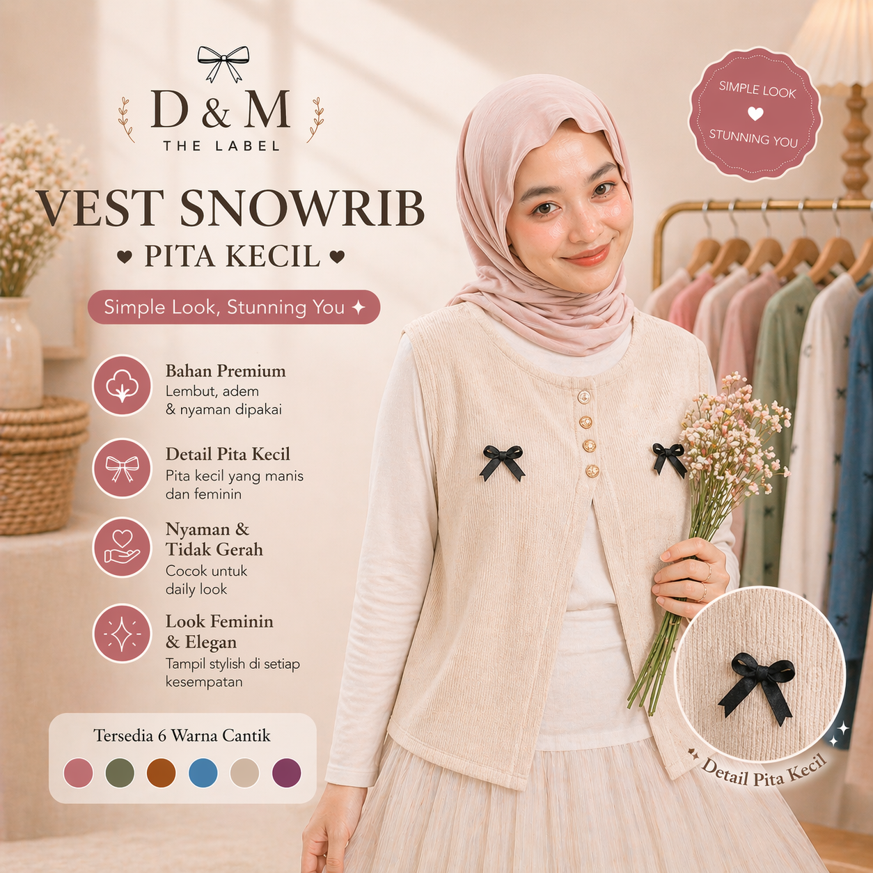 Vest Wanita Knit Snowrib Pita Kecil Outer Rajut Korean Style Tanpa Lengan Simple Elegant D&M The Label, foto 1